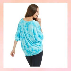 Sonoma XXL Tie-Dye Drawstring Lounge Sweatshirt Teal Blue Pullover Top